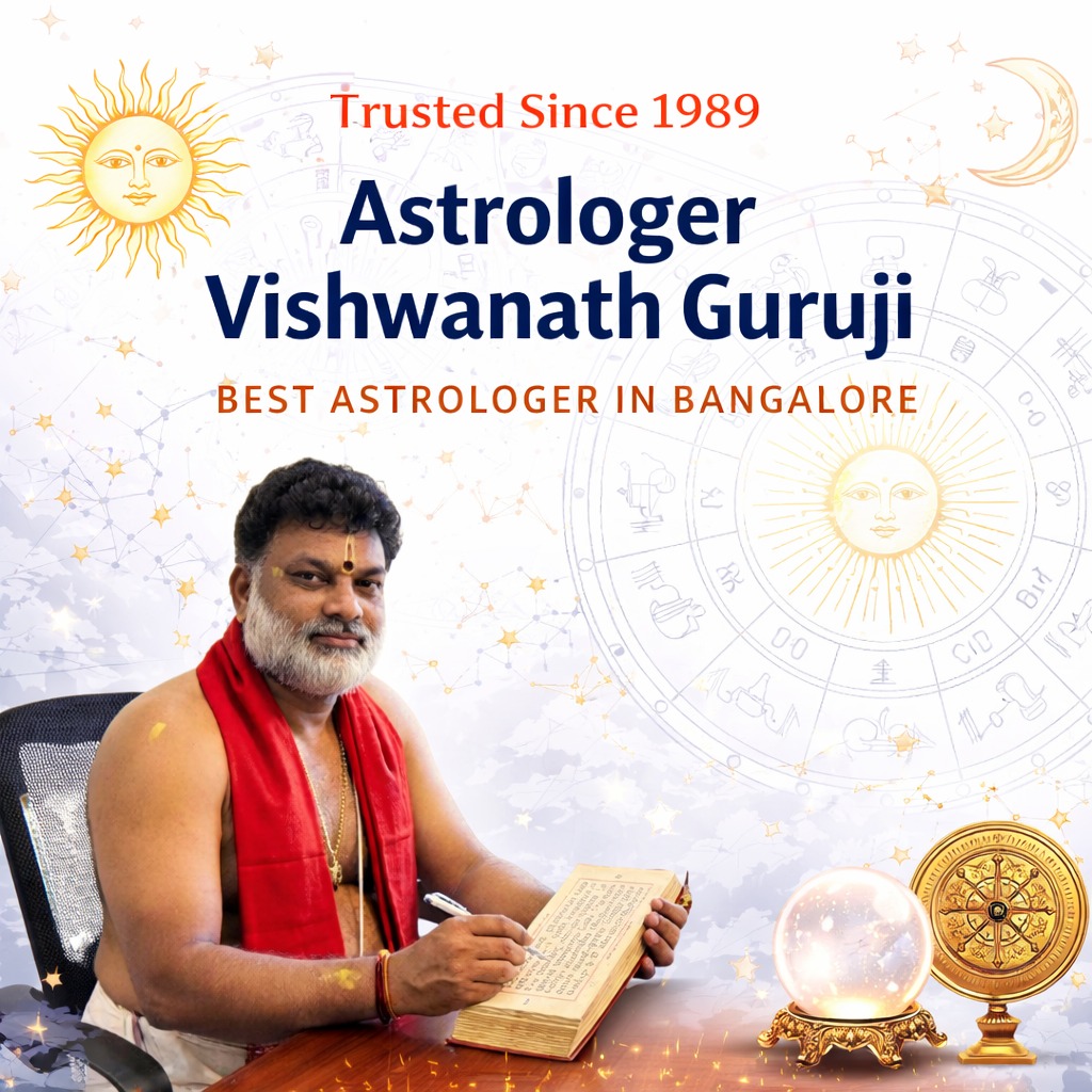 Guruji with zodiac wheel and astrology instruments